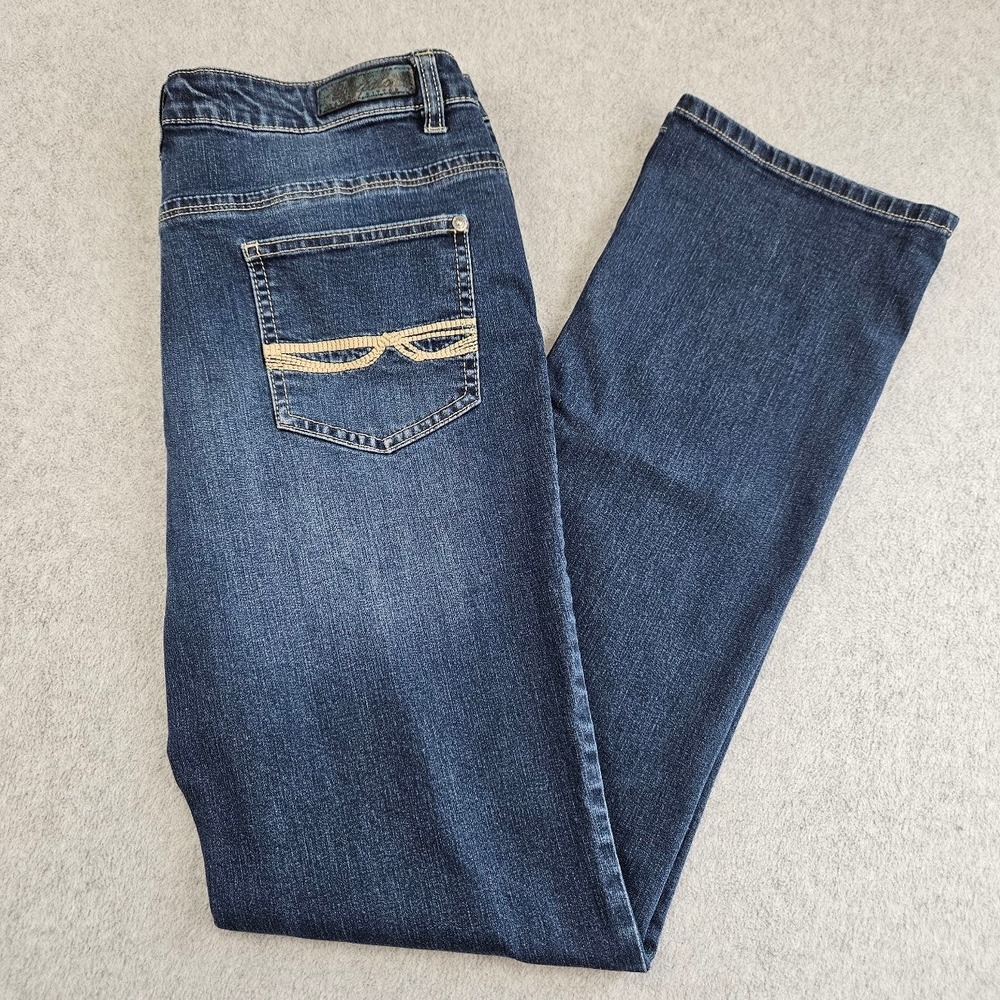 BUFFALO DAVID BITTON | Womens Dark Wash Straight Leg Jeans Embroidered Pockets